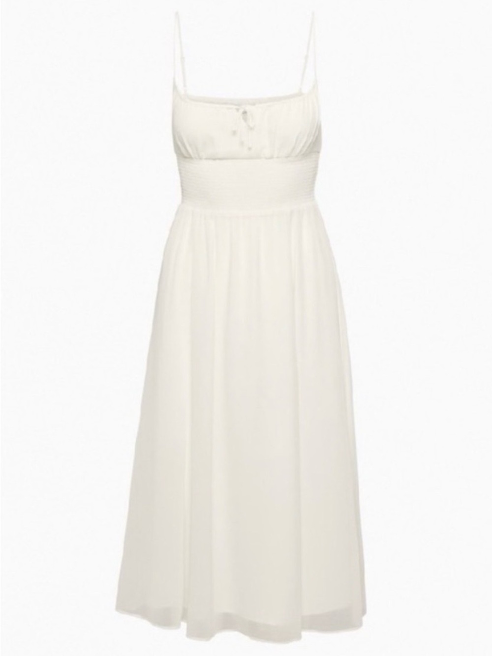 Aritzia White Smocked Midi Sundress with Spaghetti Straps - Picture 5 of 6